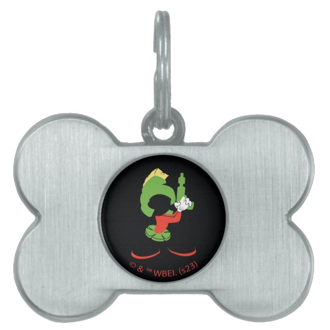 MARVIN HET MARTIAN™ silhouet met raygun Huisdieren Naamplaatje (voorkant)
