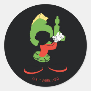 MARVIN HET MARTIAN™ silhouet met raygun Ronde Sticker