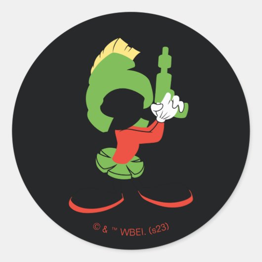 MARVIN HET MARTIAN™ silhouet met raygun Ronde Sticker (Voorkant)