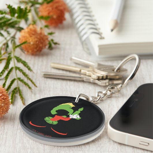 MARVIN HET MARTIAN™ silhouet met raygun Sleutelhanger (Voorkant Rechts)