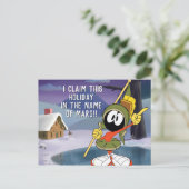 MARVIN MARTIAN™ Winter Cabin Feestdagenkaart (Staand voorkant)