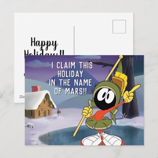 MARVIN MARTIAN™ Winter Cabin Feestdagenkaart (Voorkant / Achterkant)