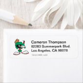 Marvin met laser naar boven gericht etiket (Insitu)