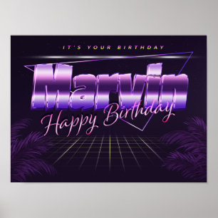Marvin Name Vorname retro Poster Geburtstag