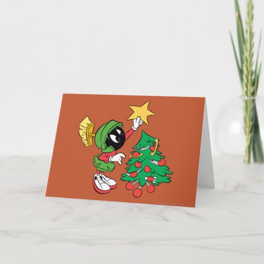 MARVIN THE MARTIAN™ DIE ster op boom zet Feestdagen Kaart (Voorkant)