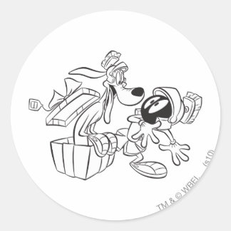 MARVIN THE MARTIAN™ en K-9 Cadeaosurprise Ronde Sticker
