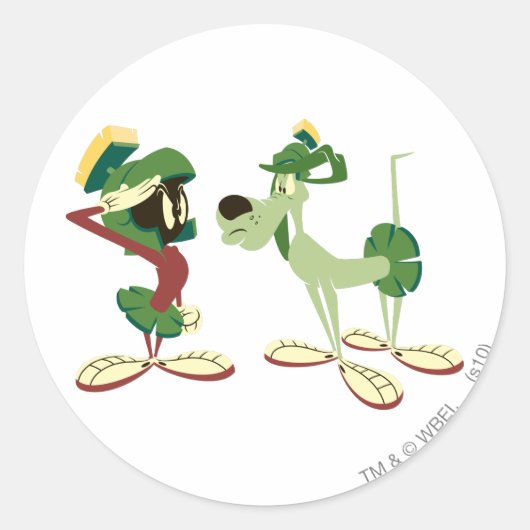 MARVIN THE MARTIAN™ en K-9 Ronde Sticker (Voorkant)