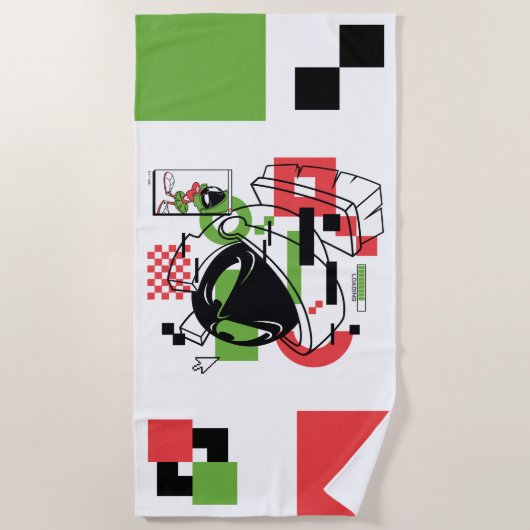 MARVIN THE MARTIAN™ Glitch Strandlaken (Voorkant)