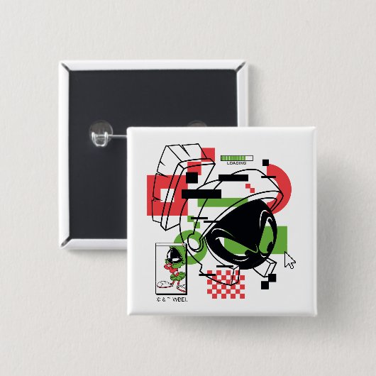 MARVIN THE MARTIAN™ Glitch Vierkante Button 5,1 Cm (Voorkant /achterkant)