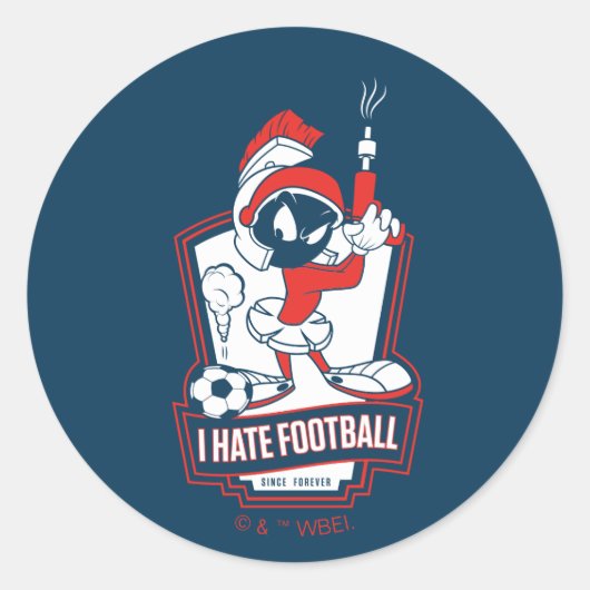 MARVIN THE MARTIAN™ "I Hate Football" Graphic Ronde Sticker (Voorkant)