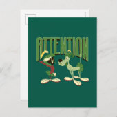 MARVIN THE MARTIAN™ & K-9 "Attentie" Briefkaart (Voorkant / Achterkant)