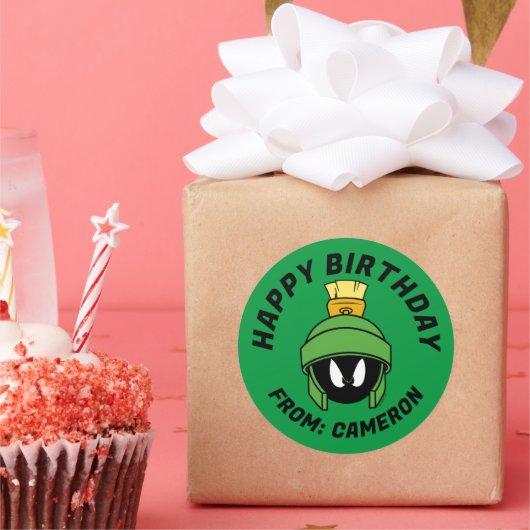 MARVIN THE MARTIAN™ Mad | Gefeliciteerd Ronde Sticker (Feest)