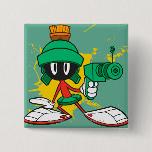 MARVIN THE MARTIAN™ met een laser Vierkante Button 5,1 Cm