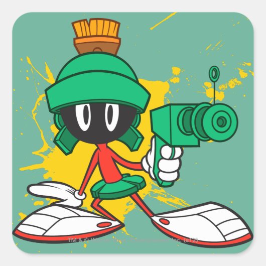 MARVIN THE MARTIAN™ met een laser Vierkante Sticker (Voorkant)