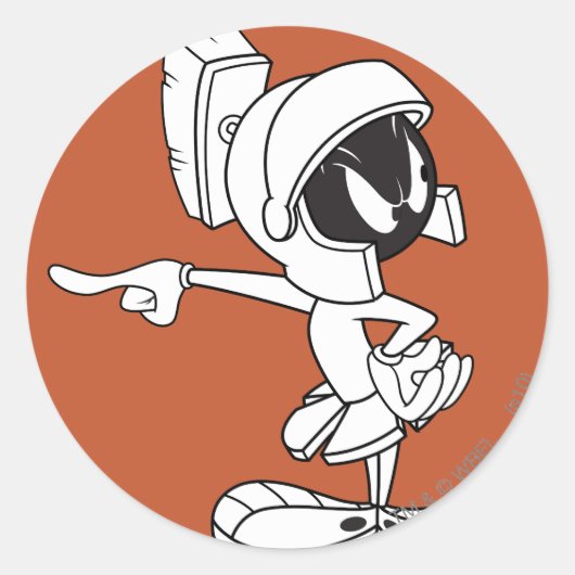 MARVIN THE MARTIAN™ Pointing Ronde Sticker (Voorkant)