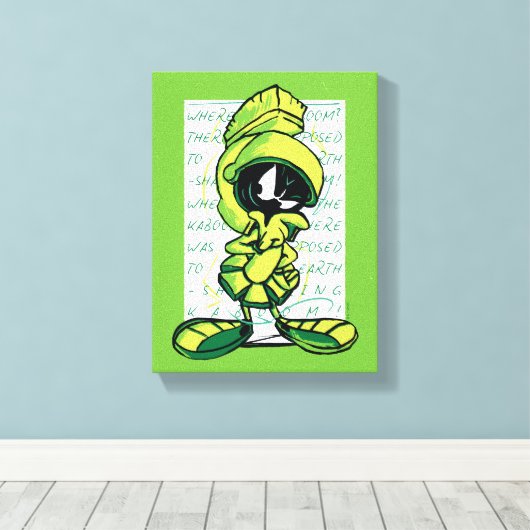 MARVIN THE MARTIAN™ Quote Sketch Canvas Afdruk (Insitu (Houten vloer))