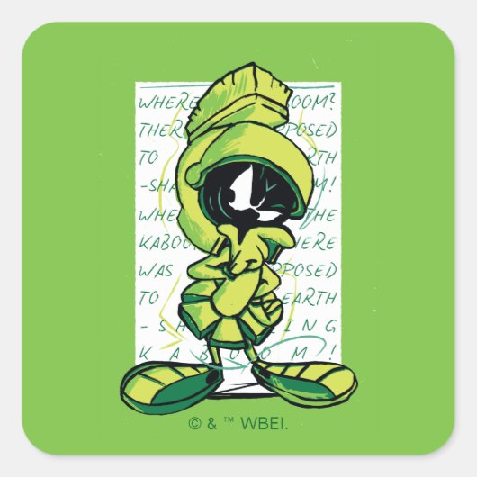 MARVIN THE MARTIAN™ Quote Sketch Vierkante Sticker (Voorkant)