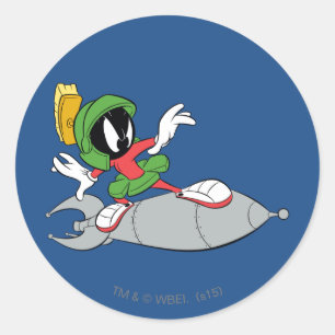 MARVIN THE MARTIAN™ Rijdende raket Ronde Sticker