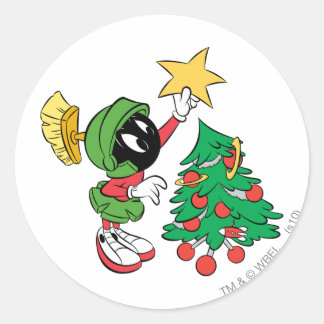 MARVIN THE MARTIAN™ ster op kerstboom plaatsen Ronde Sticker