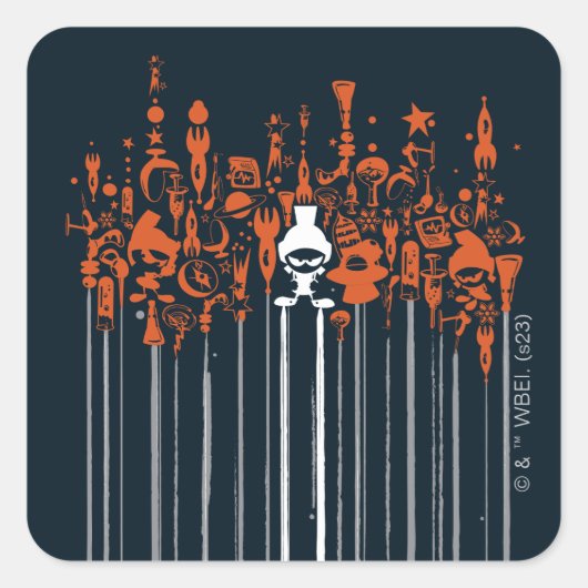 MARVIN THE MARTIAN™ Wapens of Mass Destruction Vierkante Sticker (Voorkant)