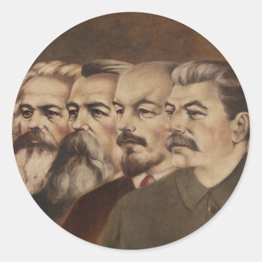 Marx, Engels, Lenin en Stalin Ronde Sticker (Voorkant)