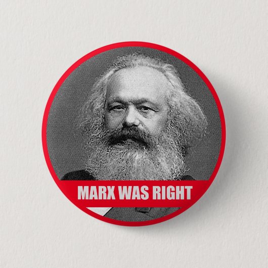 Marx had gelijk ronde button 5,7 cm (Voorkant)