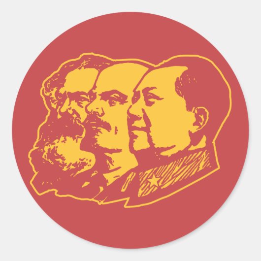 Marx Lenin Mao Portrait Ronde Sticker (Voorkant)