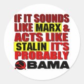 Marx, Stalin? Obama! Ronde Sticker (Voorkant)
