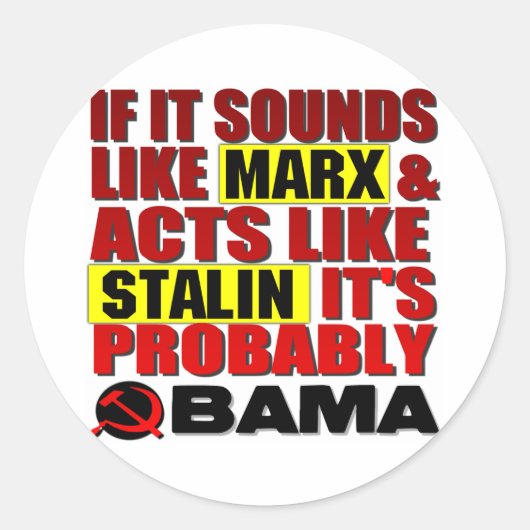 Marx, Stalin? Obama! Ronde Sticker (Voorkant)