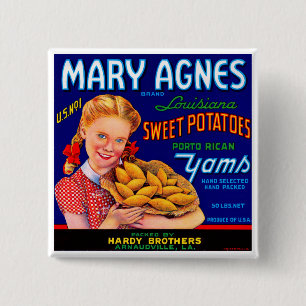 Mary Agnes Louisiana Yams Vierkante Button 5,1 Cm