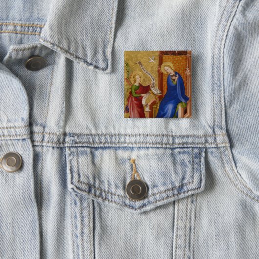 Mary and Angel of Annunciation Vierkante Button 5,1 Cm (In situ)
