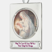 Mary And  Baby Jesus Banner Ornament Verzilverd Banner Ornament (Links)