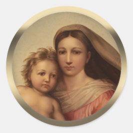 Mary and Jesus child Sistine madonna Prang CC0970 Ronde Sticker