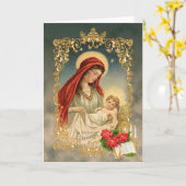Mary and Jesus ~ Kerstmis - Wenskaart Kaart (Gele Bloem)