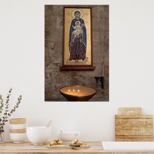 Mary And Jesus Mosaic Poster (Keuken)