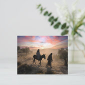 Mary and Joseph Traveling To Bethlehem Feestdagenkaart (Staand voorkant)