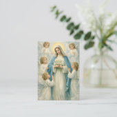 Mary Angels Catholic Funeral Memorial Holy Card - Visitekaartje (Staand voorkant)