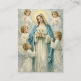 Mary Angels Catholic Funeral Memorial Holy Card - Visitekaartje