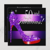 Mary Ann 50 & Fabulous Glitz Bling Stiletto Stripe Kaart (Voorkant / Achterkant)