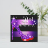 Mary Ann 50 & Fabulous Glitz Bling Stiletto Stripe Kaart (Staand voorkant)