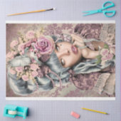 Mary Antoinette Head Portretvogel en Floral Art Tissuepapier (Craft)