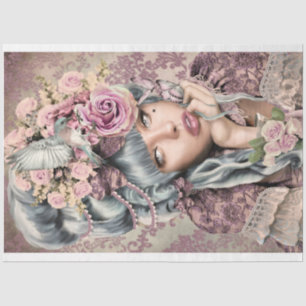 Mary Antoinette Head Portretvogel en Floral Art Tissuepapier