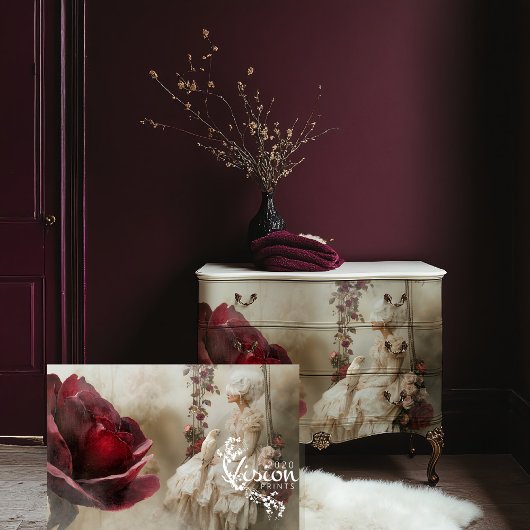 Mary Antoinette Romance Portret Vogel & Bloemen Tissuepapier