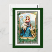 Mary Baby Jesus en Angel Briefkaart (Voorkant / Achterkant)