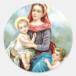 Mary Baby Jesus en Angel Ronde Sticker