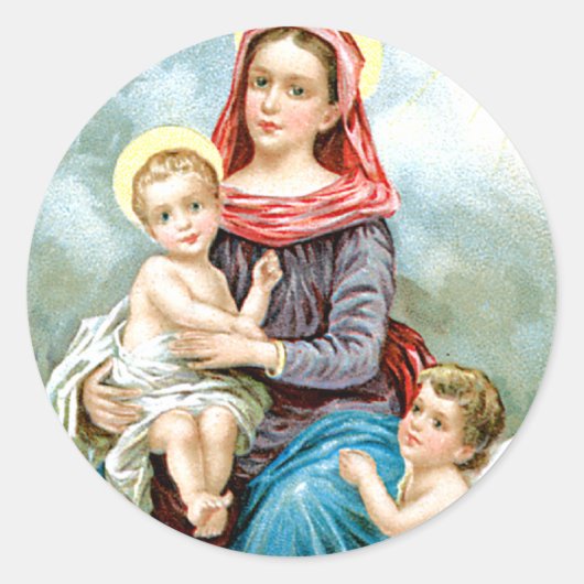 Mary Baby Jesus en Angel Ronde Sticker (Voorkant)