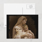 Mary Baby Jesus en Lamb Briefkaart (Voorkant / Achterkant)