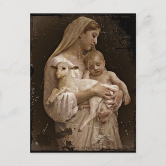 Mary Baby Jesus en Lamb Briefkaart (Voorkant)