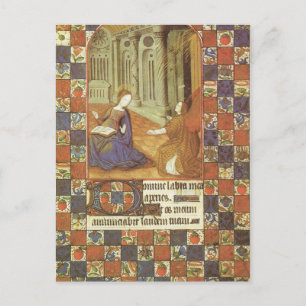 Mary bezoekt haar neef Elizabeth, middeleeuws Briefkaart