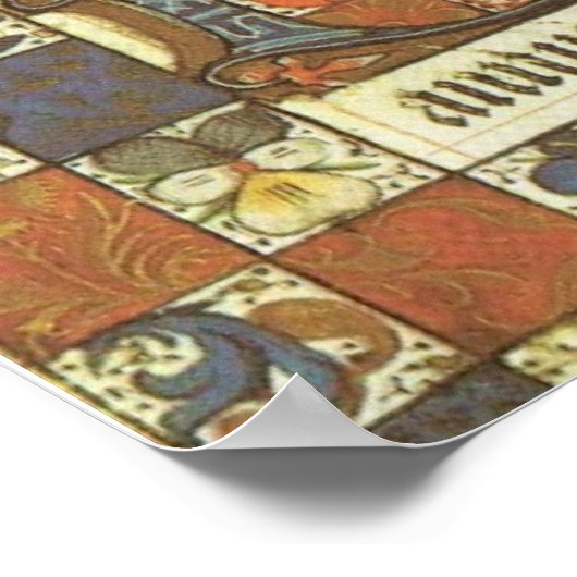 Mary bezoekt haar neef Elizabeth, middeleeuws Poster (Hoek)